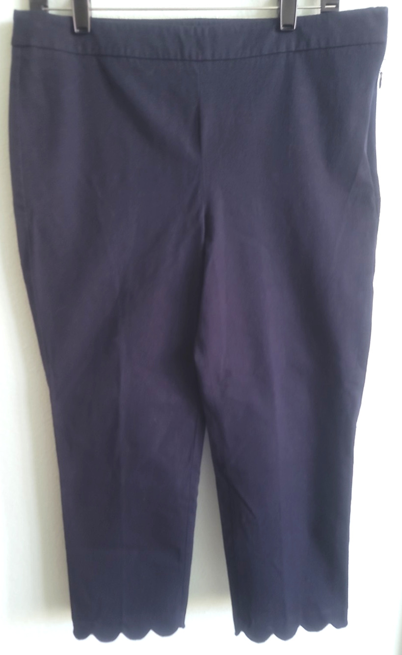 Talbots Chatham Crop Pants Women's 10 Navy Blue Stretch Fabric Slim Leg Dressy